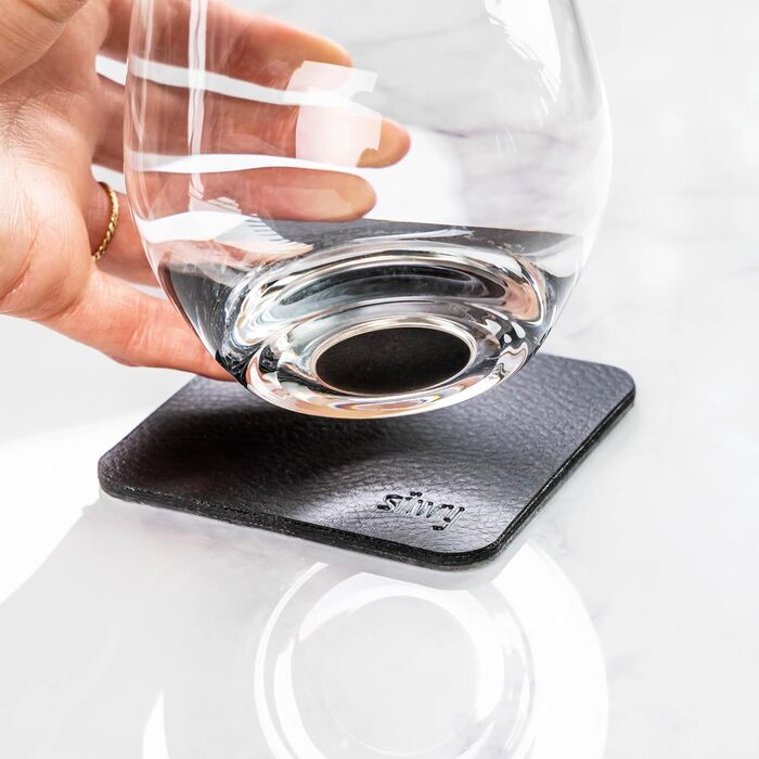 silwy® Magnet Glasses, fine crystal glasses with perfectly integrated magnets and metallic Nano-Gel coasters (Long Drink // 0.4 Liters)