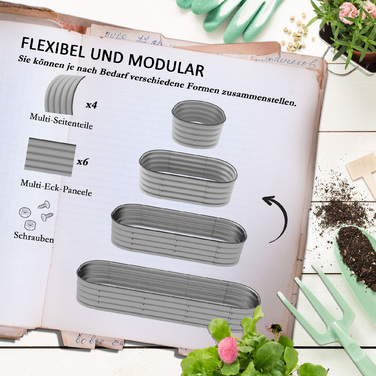 Outsunny Metal Raised Garden Bed Planter Box 150 x 62 x 30 cm Vegetable Bed DIY Flower Box with Open Bottom for Garden Balcony Herb Garden Silver