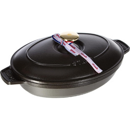 STAUB Овальна форма для запікання з кришкою, 23 см, 1 л, чавун, чорна, для всіх типів плит та духовки, індукція