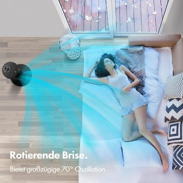 VonHaus Турмаліновий вентилятор 102 см з WiFi та розумним керуванням (Alexa/Google Home). Електричний вентилятор з пультом, таймером 12 год, 70° осциляція, для дому та офісу, чорний.