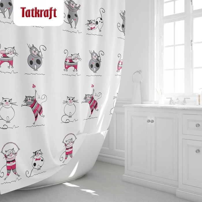 Текстильна штора для ванни Tatkraft Funny Cats