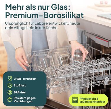 Набір контейнерів для їжі Uandu Glasbehälter – 10 шт. з кришкою, BPA-free, для мікрохвильовки, морозильника, посудомийної машини (антрацит, з відділеннями)