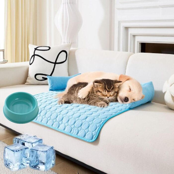 Охолоджуване ліжко для собак на диван, водонепроникний чохол, миється, нековзна підкладка, для дому, машини (M 70x70 см) (Blue, M 70x70 см)