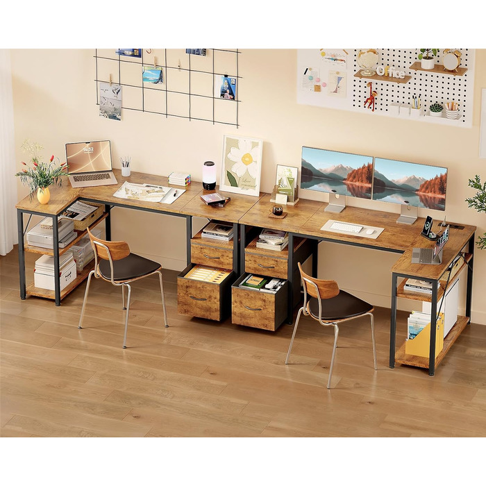 Ігровий кутовий стіл Coleshome з 2 шухлядами, 140×80 см, коричневий