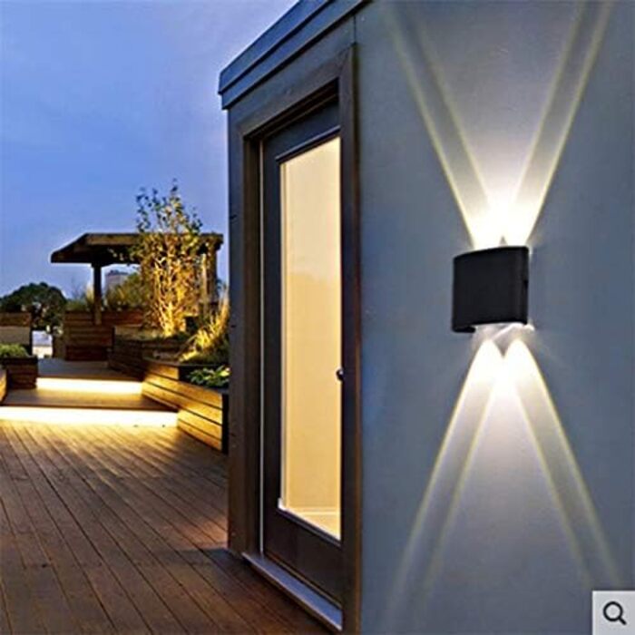 Yosoan LED Wall Light Up & Down Outdoor Wall Light including 4x 1W Natural White Light Bulb Outdoor Light Outdoor Lamp Wall Lamp for Indoor and Outdoor Use (8*1W 4000K)