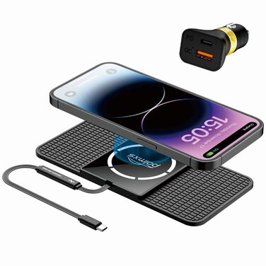 Автомобільне зарядне пристрій MagSafe Pad Polmxs: Швидка зарядка 15W, бездротова зарядка, 40W адаптер, кабель 30см, сумісність з iPhone 17/16/15/14/13/12