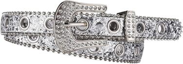 Жіночий пояс Fenteer з стразами, джинсовий, з пряжками, шкіряний, ширина 3,5 см (білий, 2,4 см)