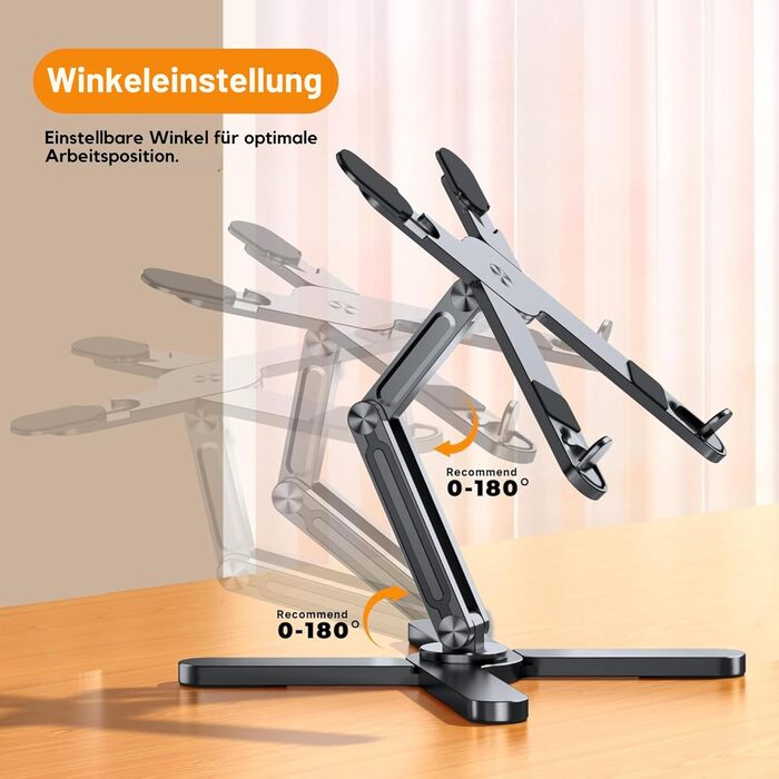 FoldWise X Laptop Stand for Desk – Aluminum, 360° Swivel, Foldable, Height & Angle Adjustable – Stable & Portable Laptop Riser, MacBook Stand & Computer Holder for 11-18 Inch