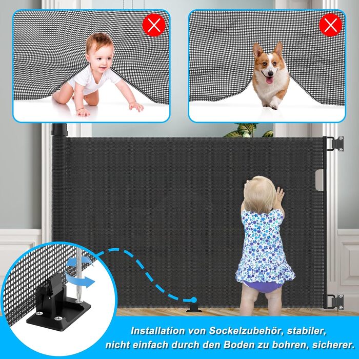 Захист для воріт/сходи NAIZY Rollo - сітка-рольо для дітей та тварин, 300 см, чорний