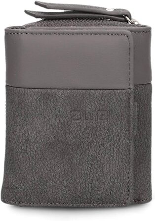 Two Ladies Wallet Eva EVW15 compact wallet, 6 card slots, ONE bill compartment, ONE see-through pocket, coin pocket on the outside, compartment for shopping trolley coins, modern and elegant wallet (Nubuk-Stone)