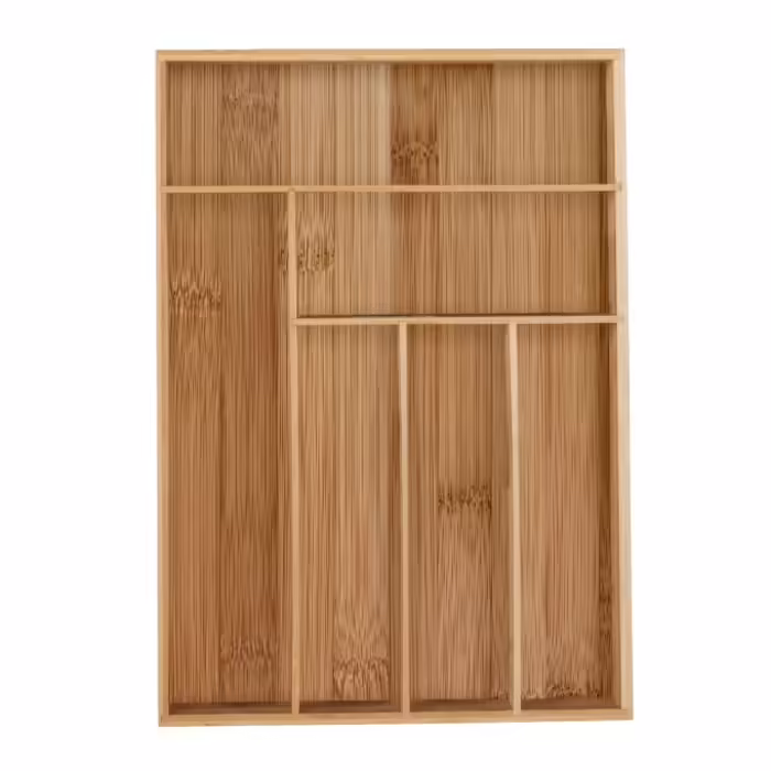 Relaxdays Bamboo Cutlery Box with 6 Compartments