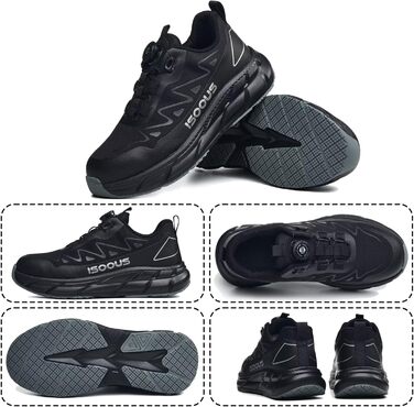 Черевики робочі чоловічі ISOOUS S3S, водонепроникні, ESD, з неслизькою підошвою, зручні, зі сталевим підноском, 43 EU, чорний/сірий