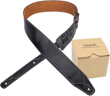 Гітарний ремінь Rayzm з натуральної шкіри та замші, 6,5 см, регульована довжина 108-140 см (Акустика, Електрогітара, Бас)