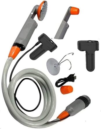 Портативна душова кабіна для кемпінгу Zooma з насосом, для відпочинку на природі та в саду, душ на вулиці, акумуляторна, оранжева (2 батареї)