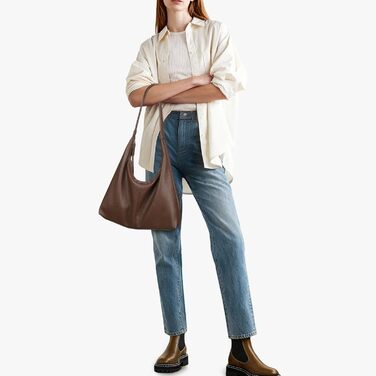 Сумка GSenhui Hobo з м'якої шкіри: вінтажна жіноча сумка-тоут на плече, однотонна, колір кава