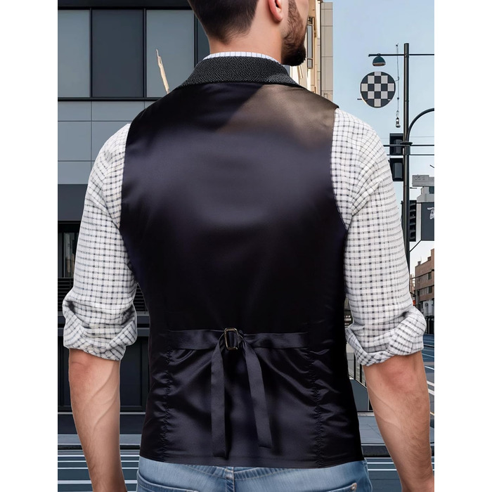 Чоловічий жилет для костюма AIEEO твід ретро смокінг Slim Fit сірий (S)