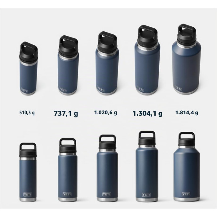 Термос-пляшка YETI Rambler 1л з нержавіючої сталі з герметичною кришкою Chug, колір Charcoal (антрацит) – ізольована пляшка для гарячих та холодних напоїв