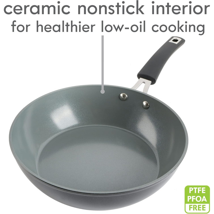 Набір кухонного посуду Kenmore з антипригарним покриттям, алюміній, блакитний (8' сковорода, чорний/стрази)