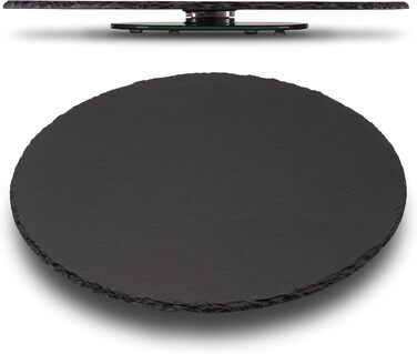 Rotating slate plate round, serving platter, cake plate, sausage plate, cheese plate. The slate cake plate with foot, serving platter, rotating turntable, tiered serving stand, decorative tray, table decoration.