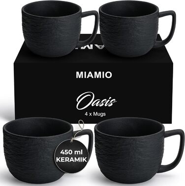 MIAMI – 450 ml Coffee Mugs / Set of 4 – Matte Ceramic Mug for Coffee, Latte, Cappuccino, and Tea – Oasis Collection