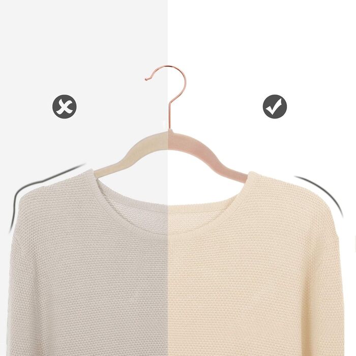 SONGMICS Плечики для одягу з оксамиту, 20 шт., для жакети, піджаки, костюми, 41,5 см, обертовий гачок 360°, білий, рожеве золото, CRF026W01 (рожевий)