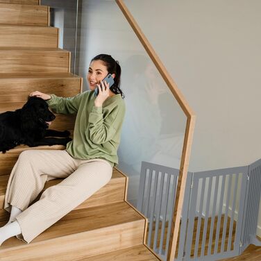 Захисне ворота Relaxdays для собак, сіре, 70 x 154 см, розкладне, з ніжками