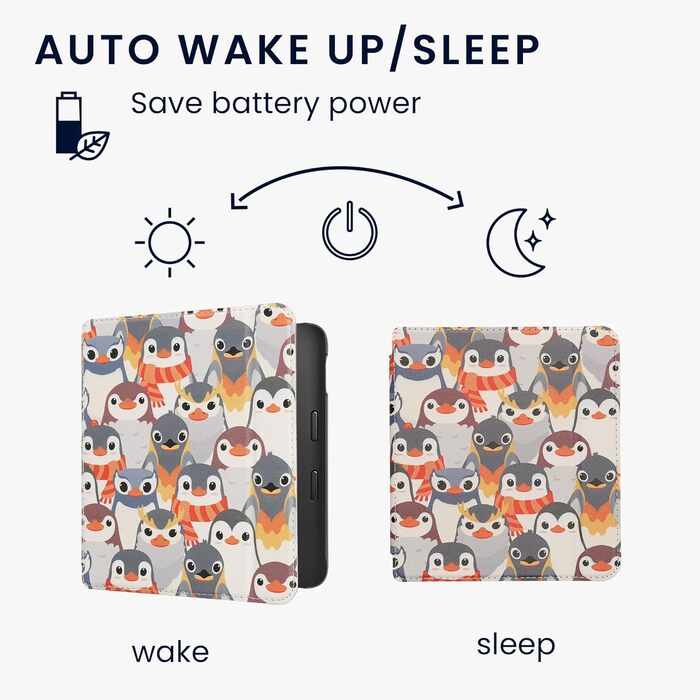 Чохол-чохол для Kobo Libra 2 від kwmobile - захисний чохол для eReader, Magnolien Rosa Weiß Altrosa (Пінгуіни Grau Gelb Braun)