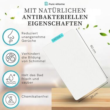 Діатомітовий килимок для ванної Pure 4Home Kieselgur 60x40 см, швидкосохнучий та антибактеріальний підклад, білий