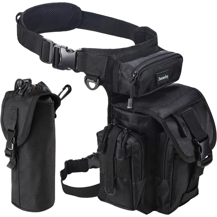 Тактична набедрена сумка Jueachy, водонепроникна, для мотоциклів, риболовлі, кемпінгу, чорна