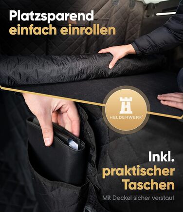 Захист для багажника авто для собак HELDENWERK: стежканий, з захистом бокових стінок та краю багажника, водовідштовхувальний та стійкий до подряпин. Універсальний килимок для багажника для собак