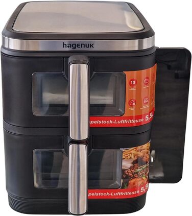 Преміум фритюрниця Hagenuk DAF 2800.12 з подвійним нагрівом, 2 х 5,5 л, 10 програм, Touchscreen, Grill-функція, Made in Germany