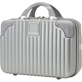 Waterproof Cosmetic Case Makeup Bag Lightweight Carry-on Beauty Case with Handle and Zipper, Women's Wear-resistant Hard Shell Travel Vanity Bag for Trip (Silver)