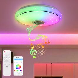 Світлодіодна стельова лампа 48W з Bluetooth-динаміком, діммована, зоряне небо, RGB, керування пультом або через додаток, музика, для спальні та дитячої кімнати