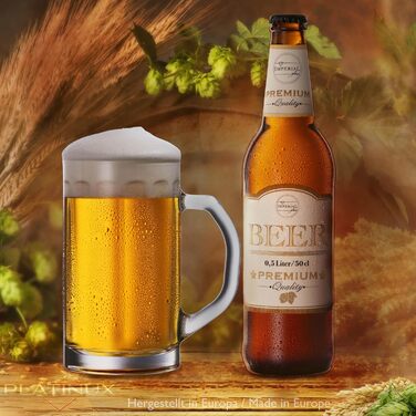 Набір скляних пивних кухлів PLATINUX Bierseidel з ручкою, 6 шт, 300 мл (макс. 350 мл) + 2 кухлі 500 мл, прозорі