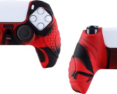 Силіконовий чохол eXtremeRate PlayVital для контролера PS5, антиковзкий захист, 2 накладки на стіки, серія Guardian, червоно-чорний