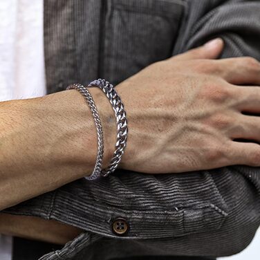 Чоловічий браслет Cassieca з нержавіючої сталі, панцерна/кубинська ланцюгова браслет, 5 мм/9 мм, 17/21/23 см, хіп-хоп, реперський стиль, модні прикраси, подарунок у коробці