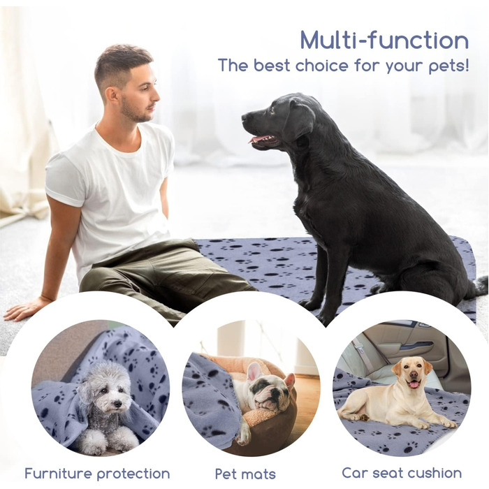 М'яка флісова ковдра для собак та котів Nobleza 120x100 см - тепла, миюча, для тварин