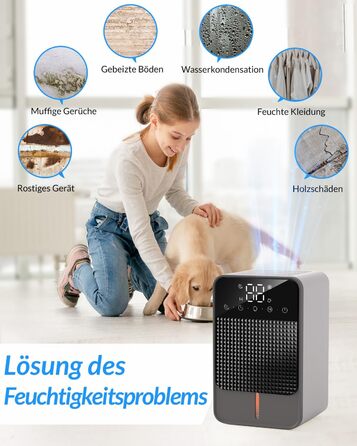 Електричний осушувач повітря Jialexin 1500 мл, портативний, тихий, з автовимкненням для квартири, ванної кімнати, підвалу та кухні