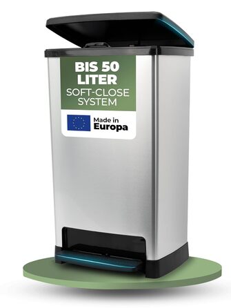 Нівалів Відро для сміття 50л з педаллю, м'яким закриттям та герметичним кришкою - відро для кухні та інші приміщення