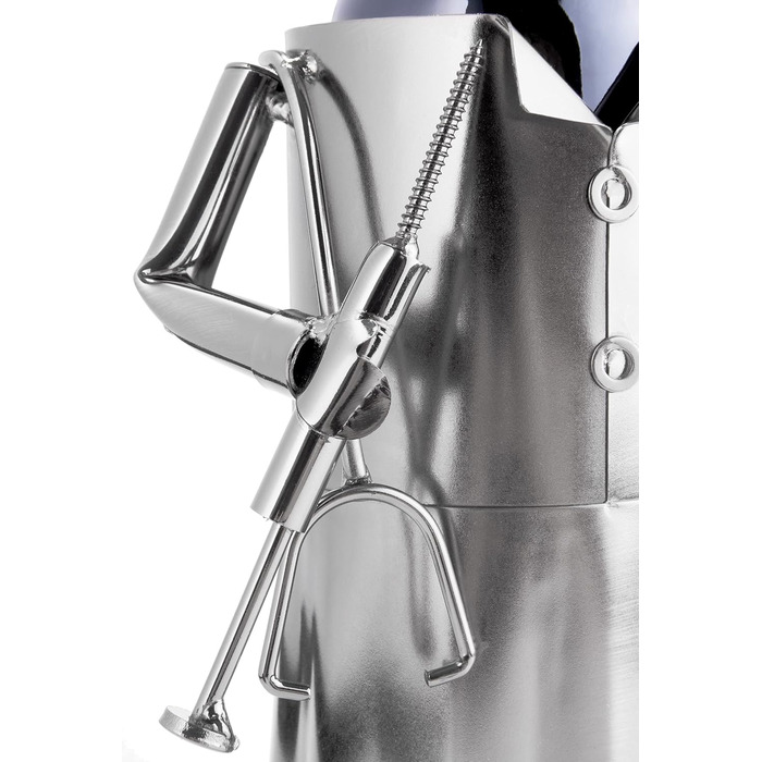 BRUBAKER Wine Bottle Holder Doctor - Metal Sculpture Bottle Stand - 20 cm - Wine Gift for Patients, Specialist Doctors, Medical Students for Studying - with Greeting Card