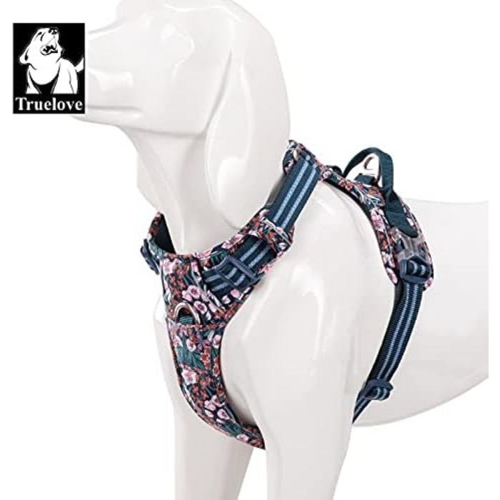 Шлейка для собак WINHYEPET Truelove No-Pull, бавовняна, дихаюча, світловідбиваюча, регульована, для бігу та прогулянок, підходить для котів та собак середніх розмірів (XL, Navy Blazer)