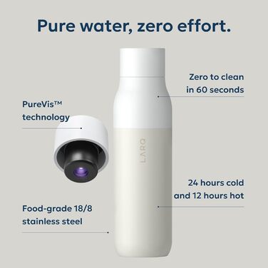 Пляшка для води LARQ PureVis 740 мл білого граніту: самоочисна, ізольована, з УФ-очищувачем, нержавіюча сталь