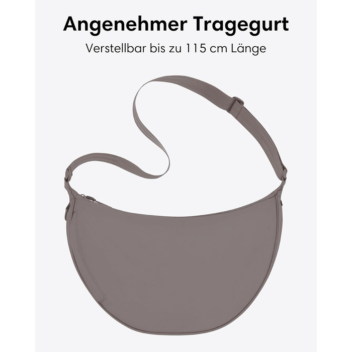 Сумка через плече LARKSON Solveig Medium бежева (Taupe) 8л – Водовідштовхувальна напівмісячна сумка Moon Bag для жінок та чоловіків