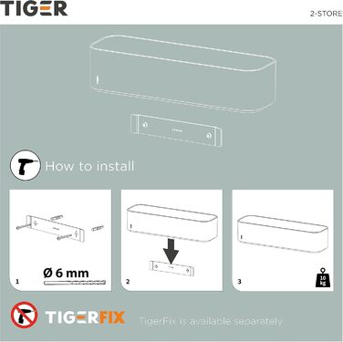 Настінна полиця Tiger 2-ярусна, пластик, біла, 35 см