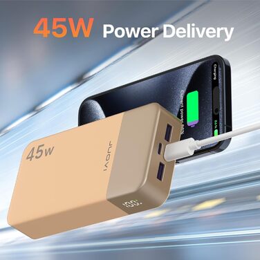 Power Bank JUOVI J2621, 20000mAh, 45W, для Switch, MacBook, iPhone, Samsung, Steam Deck та інших пристроїв (Оранжевий)