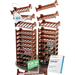 Novaliv Brown Modular Bottle Rack for 72 Wine Bottles - Stackable, Expandable, Robust - Ideal for Wine Storage in Cellars, Restaurants & Homes, Drinks Cabinet, Stackable Wine Rack (for 144 Bottles)