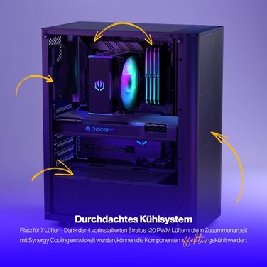 Корпус для ПК Endorfy Ventum 200 ARGB, ATX, з 4 вентиляторами 120 мм ARGB, скло, Mesh-фасад, широка сумісність з охолодженням