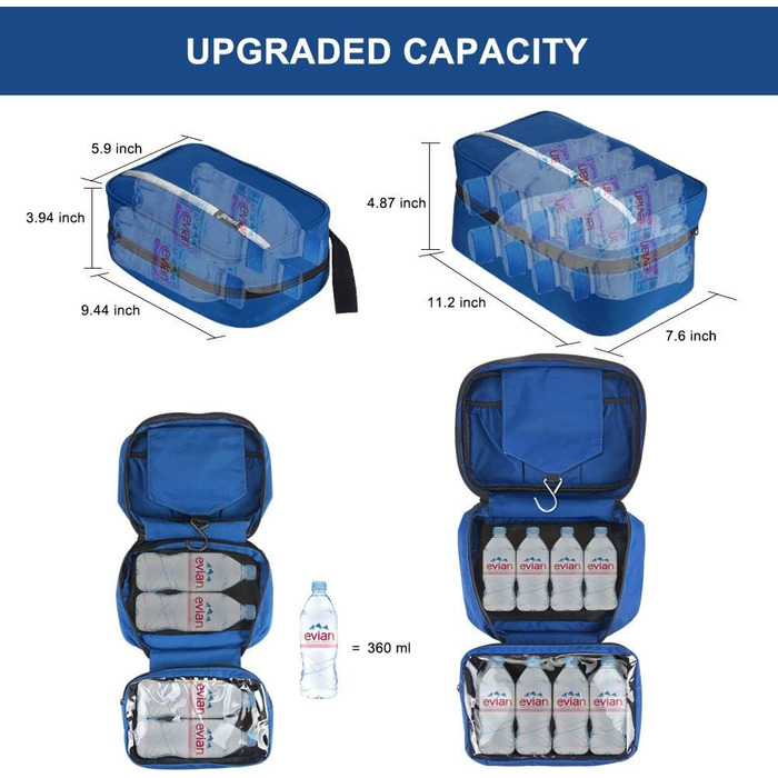 Сумка-органайзер для душу Jieei, водонепроникна, для чоловіків та жінок, з 4 відділеннями, складна, компактна (L-синій, L)