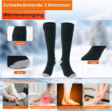 Гріючі шкарпетки Minthouz з керуванням через додаток для чоловіків та жінок | 4 режими нагріву & акумулятор 7,4V 3000mAh для тривалої теплоти | Можна прати в машині & перезаряджаються | Для активного відпочинку, походів, катання на лижах, кемпінгу