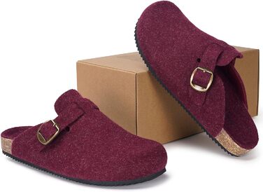 Тапочки халатні жіночі Dokela зимові, утеплені, чоловічі, з повстю, з корковим устілкою, шльопанці, мокасини, антиковзаючі, зручні, шкіряні, червоні (41 EU)